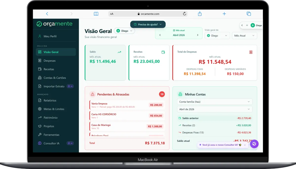 Orçamente no desktop - Visão Geral